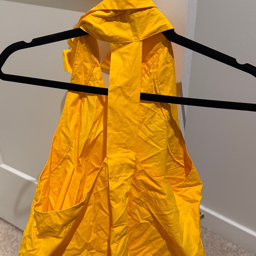 Sleeveless Mustard Yellow Button-Front Mini Dress - Picture 7 of 7